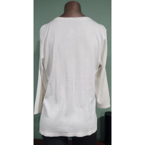 J. Jill 3/4 Sleeve Tunic with Side Buttons, Cream, Sz MP - Picture 2 of 5